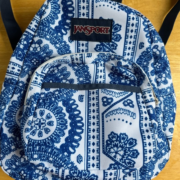 Jansport blue white boho patterned mini backpack - Picture 2 of 5